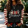 Women's Long Sleeve Christmas Print Neck Pullover Sweatshirt Casual Winter Top