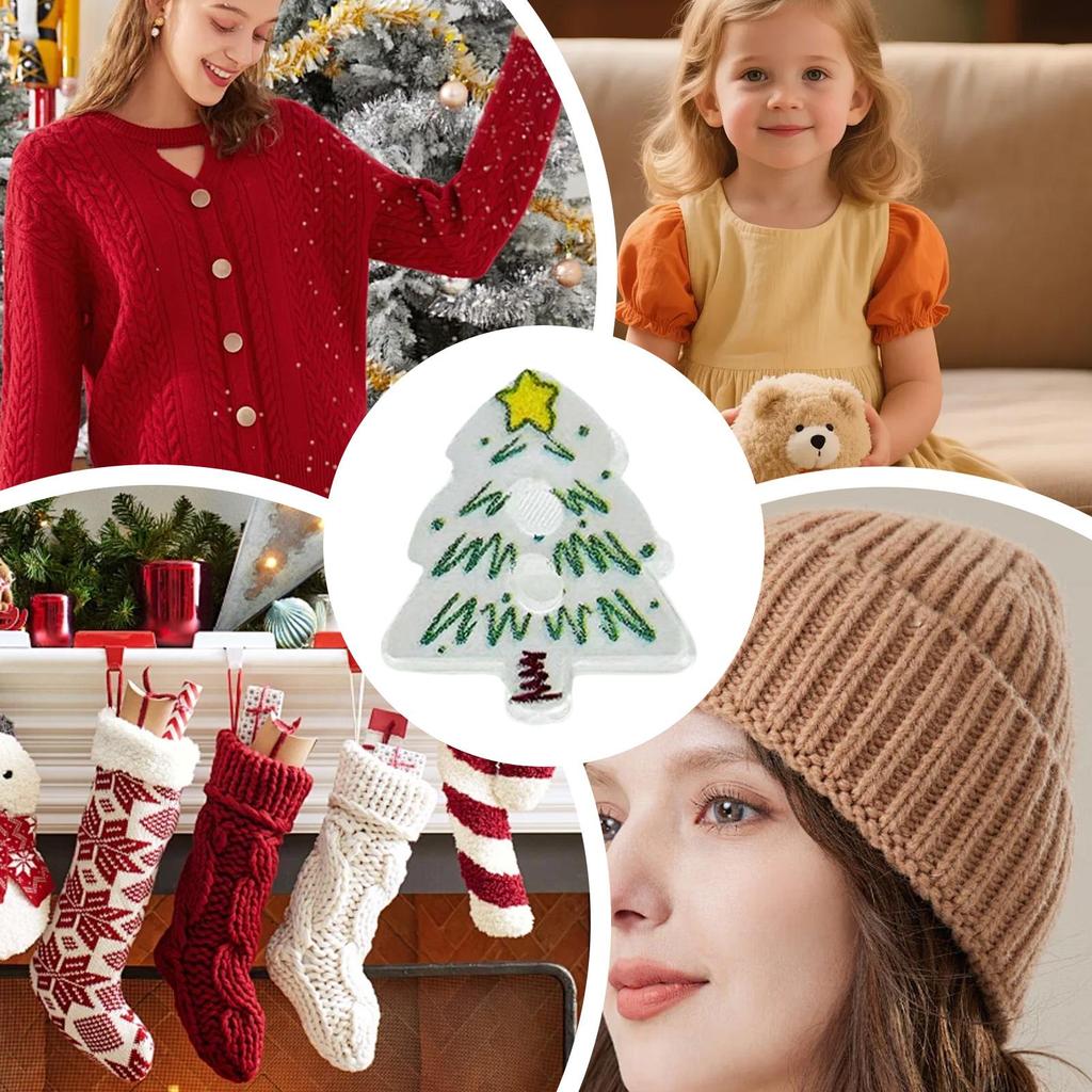 10 Pieces Christmas Tree Buttons Decoration Pin Ornament 2D Acrylic Christmas Craft Buttons DIY Hats Socks Decoration Buttons
