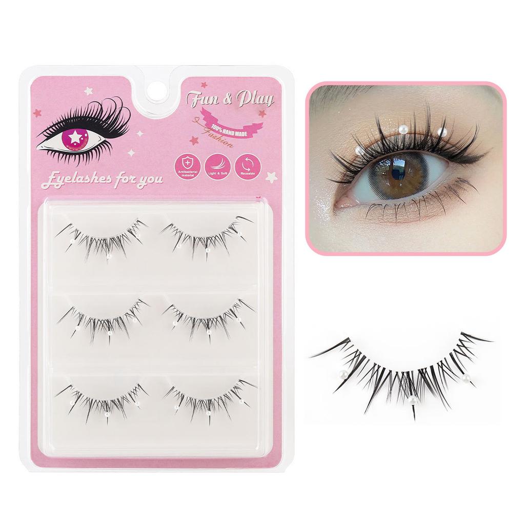Transparent Stem False Eyelashes Decorative Eyelashes Barbie Comic Eyes 3 Pairs Stage Party Eyelashes