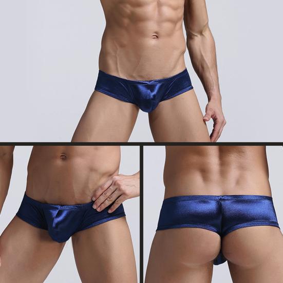 Men Solid Color Low Rise Sexy U Convex Bulge Pouch T-Back Thong Briefs
