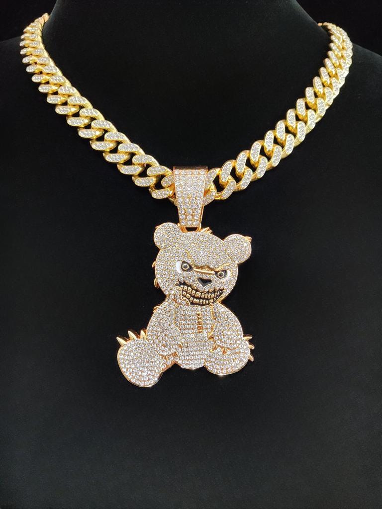 New Arrived Hip Hop Bear Shape Pendant Necklace Men Women Chain Iced Out Bling Bling Necklaces HipHop Jewelry Fashion Gift