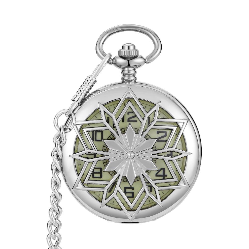 New Product Retro Prismatic Hollow Flip Roman Text Luminous Fully Automatic Mechanical Pocket Watch