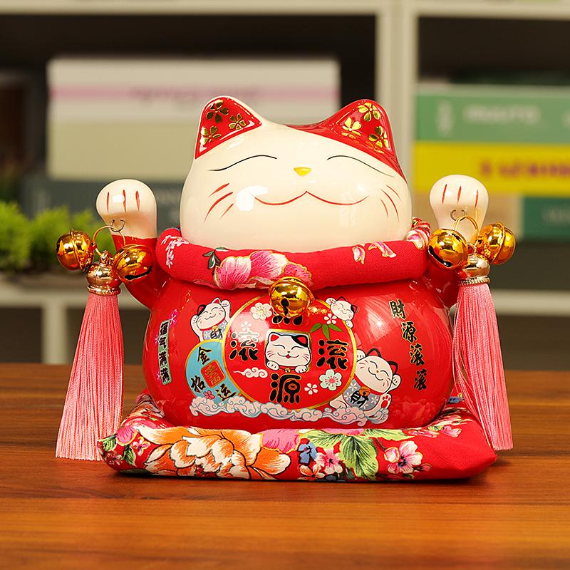 Large Ceramic Lucky Cat Ornament: Creative Piggy Bank & Home Decoration Gift