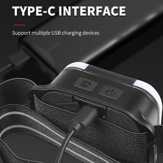 Outdoor LED Headlight 7 Modes 180 Degrees Adjustable IPX4 Waterproof Power Indicator Super Bright Fishing Riding Running Camping Headband Light