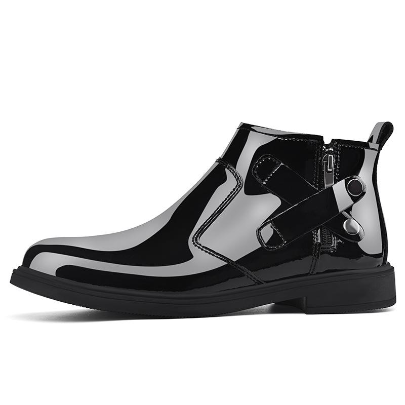 Men s Pointed Toe Leather Shoes - British & Korean Style, Formal & Casual, Mirror Black Boots for Nightclub & Business. 40