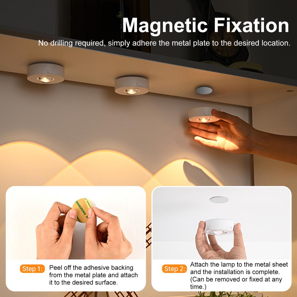 Magnetic LED Cabinet Light, Under Cabinet Lights with Remote, Type C Rechargeable Cat Eye Lights, Dimmable Color