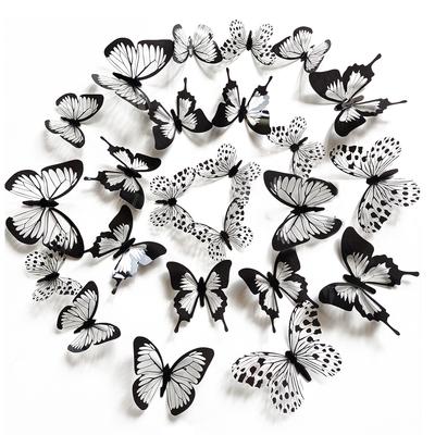Black White 3D Butterfly Wall Sticker