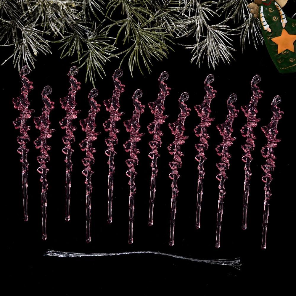 Clear Acrylic Icicle Ornaments Twisted Water Drop Design Snowflake Ornaments Set  Home Decoration
