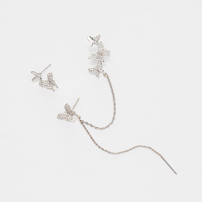 Punk Retro Butterfly Ears Women s Earbones Gold Inlaid Zircon Earrings Zircon Sparkle Earrings