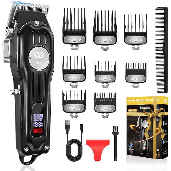 

CIICII Набір чоловічих машинок для стрижки та тримерів, Професійні акумуляторні перукарські машинки для стрижки волосся (Акумуляторний USB Регульований для Бороди та Волосся Black Hair Clippers Set
