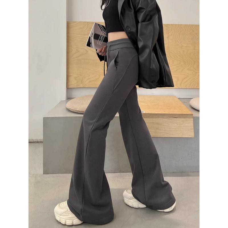 

2024 Women s American-Style Low-Waist Slim Flared Autumn Sports Pants XL темно-сірий