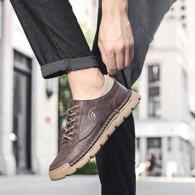 Fashion Fashionable Soft Comfortable Men Leather Oxford Shoes Large-sized Quality Handmade Casual Shoes Men Outdoor Toe Protection Shoes