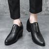 Fashion Men's Wedding High Heel Leather Shoes Classic Black and White Versatile Style Fashion Party Casual Business Thick Soled Shoes