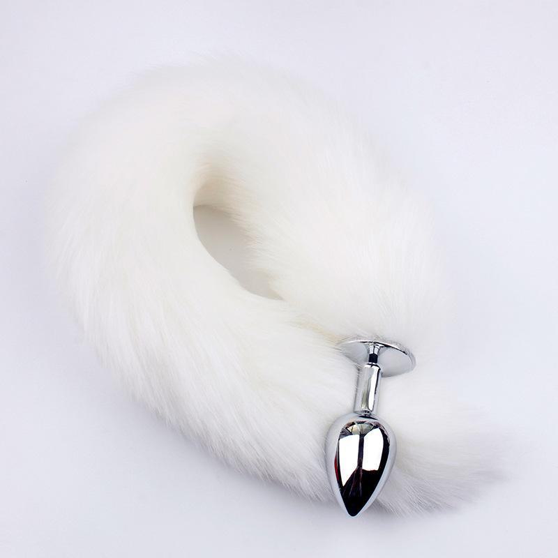 Metal Fox Tail Anal Plug with Artificial Fur Ball for Anal Training and Fun