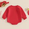 Baby Girl Fall Sweatshirt Romper Bow Embroidery Long Sleeve Crew Neck Bubble Jumpsuit 