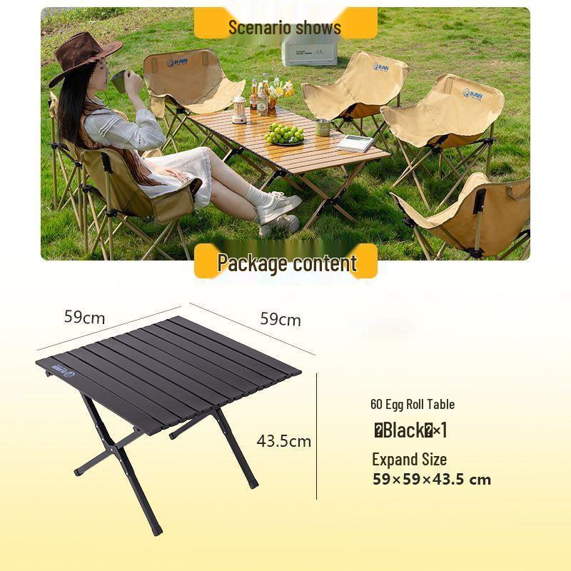 Tragbares faltbares Campingtisch- und Mondstuhlsset mit aufrollbarem Tisch