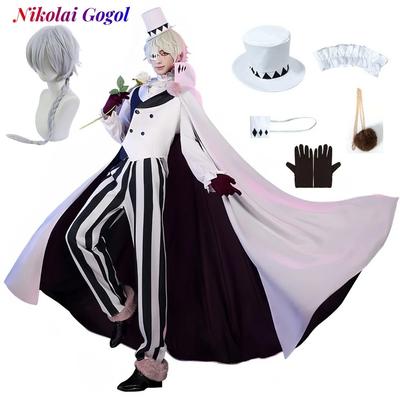 Nikolai Gogol Cosplay Kostium Anime Bungou BSD Sezon 4 Nikolai Cosplay Peleryna Peleryna Mundur Kostium Peruka Halloween