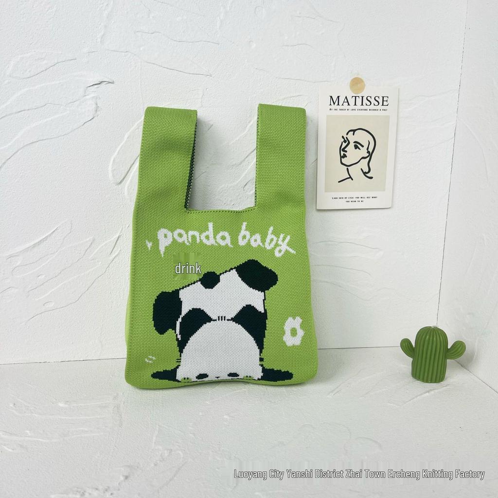 Panda Knit Women's Cross-Border Wrist Tote Handbag