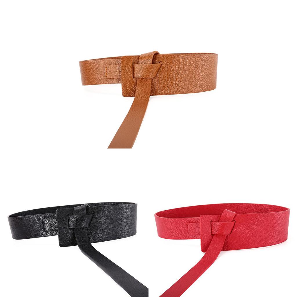 Leather Waist Belt For Women With Knot Decor And First Layer Cowhide Material For Casual Styling