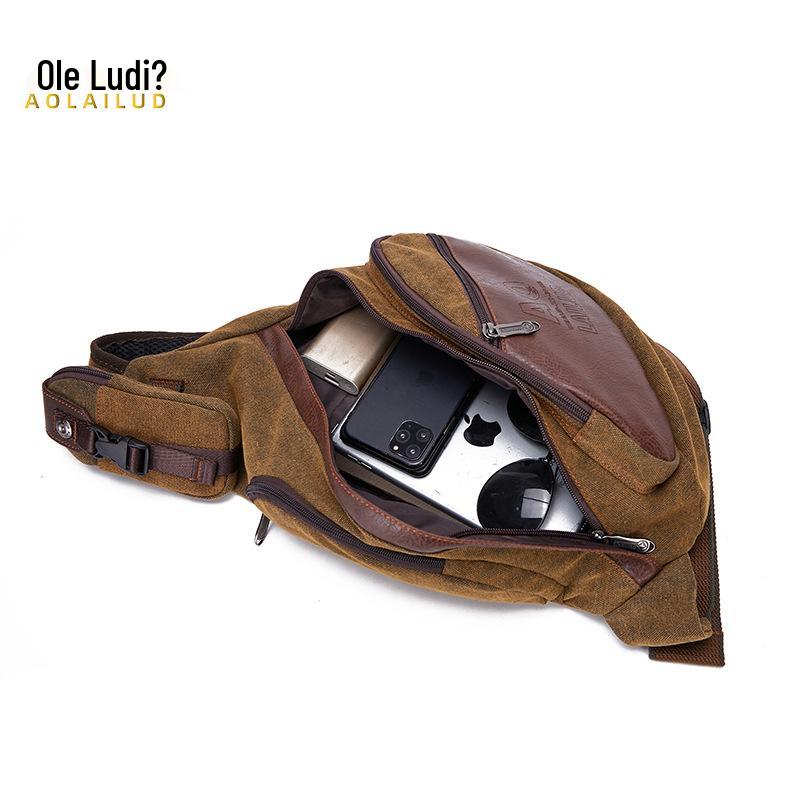 Retro Halbmondförmige Canvas Umhänge-Brusttasche für Herren - Europäisch & Amerikanisch Exklusiv