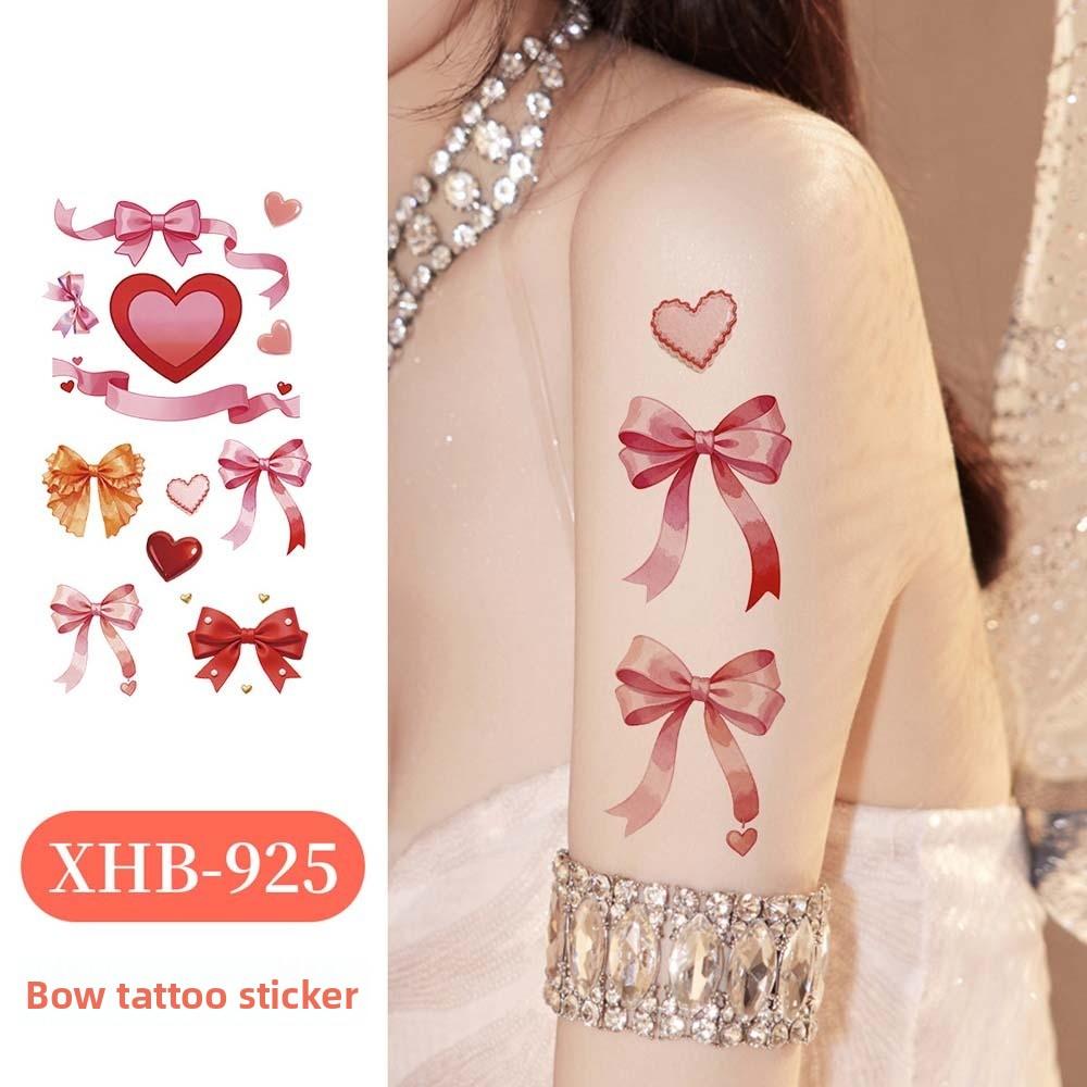 Pink Bowknot Ribbon Colorful Bow Tattoo Stickers Waterproof Makeup Stickers  Live House