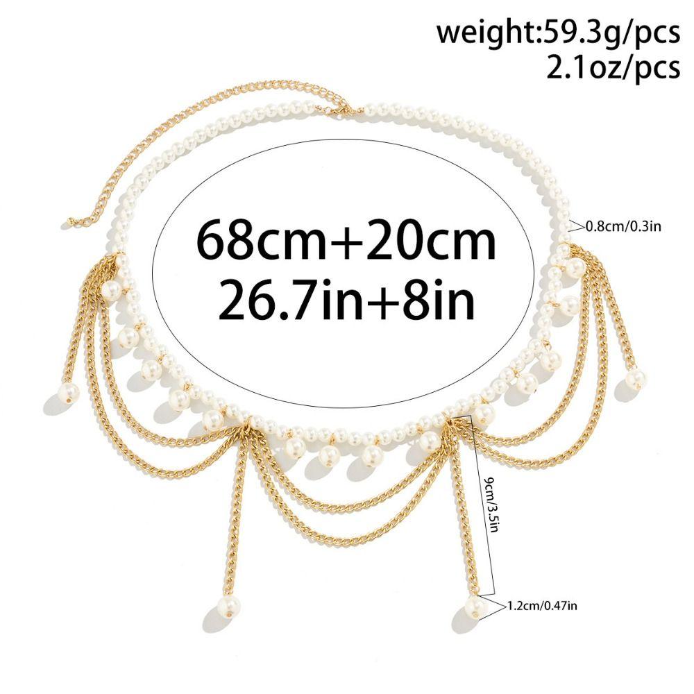 Body Jewelry Metal Body Chain Gold Pearl Tassel Waist Chain Fashion   Dress Accessories