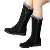 Winter versatile women's boots women's shoes fleece thickened medium tube Martin boots wedge heel non-slip warm side zipper cotton