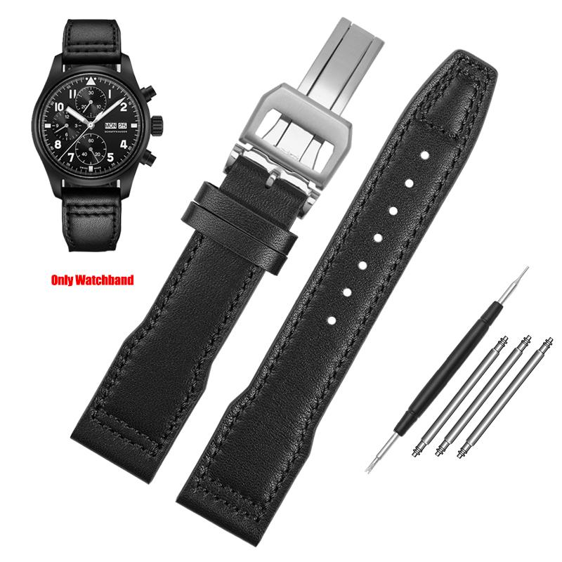 For IWC Pilots Little Prince Watch IW327004/IIW377714 Mark16/17/18 Portuguese Leather Strap 20 21mm Men Watch Band Belt Bracelet