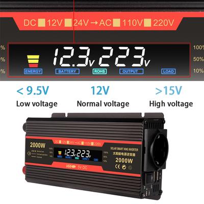 Auto-Wechselrichter, modifizierte Sinuswelle, 1500 W/2000 W/2600 W, Solar-EU-Buchse, DC12 V auf AC 220 V, Dual-USB-Fahrzeug-Transformator
