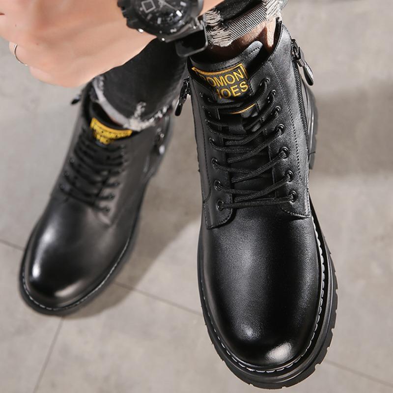 Fashion Winter Velvet Warm Platform Ankle Boots for Men Designer Soft-soled Men's Cotton Shoes Fashion Cow Leather Luxury Boots Male