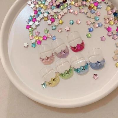 50 Pcs Mixed Stars Rhinestone Flat Nail Ornaments Sparkling Crystals Cute Nail Gemstone Accessories Nail Art Tools