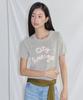 CITYBREEZE Bold Cursive Logo Embroidered Round Neck Short Sleeve Knit_2 Colors
