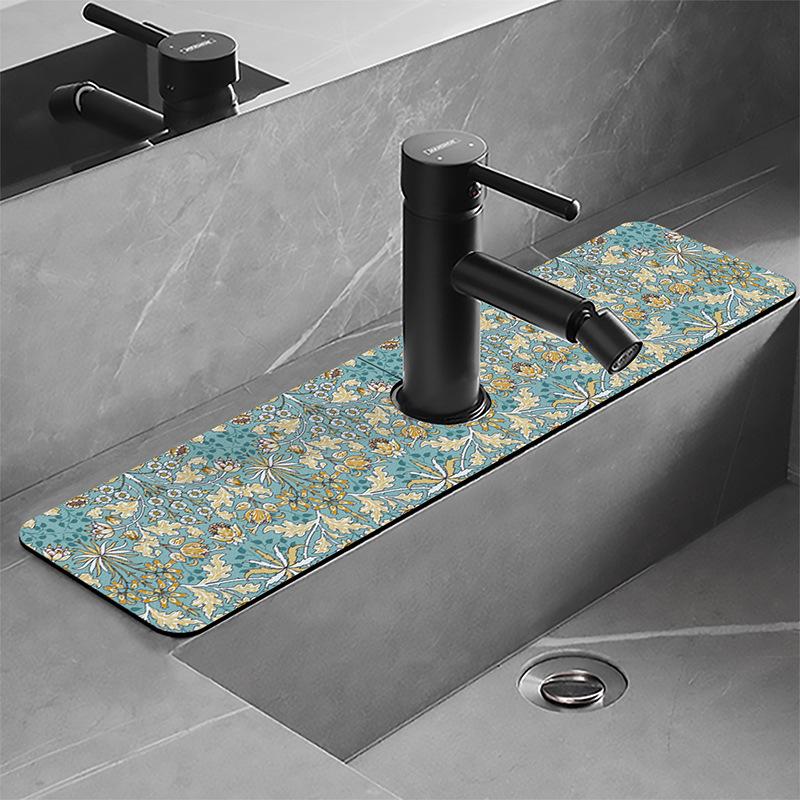Lederen Toilet Wastafel Kraan Diatomeeënaarde Vloermat Absorberende Mat Keukenaanrecht Oppervlak Spatbescherming Water 13.8x38cm