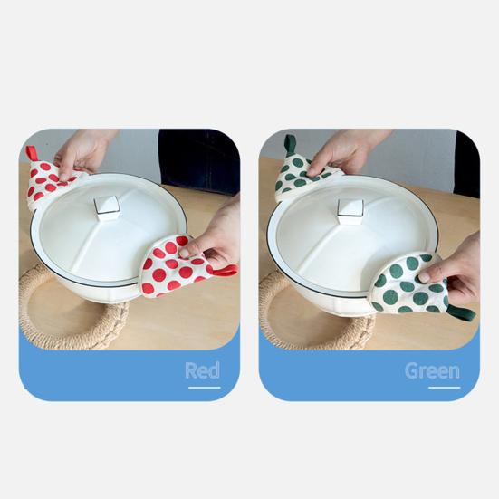 Isı Yalıtım Eldivenleri Kaymaz Mutfak Aleti Dayanıklı Üçgen Tencere Sapı Kapağı Yüksek Sıcaklık Direnci Pamuk Fırın Eldivenleri Asma Halkaları ile