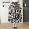 Mütter mittleren Alters und ältere Mütter Sommer Blumen Halbrock Eis Seide Blumen Langer Rock Elastischer Bund Rock