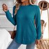2025 Autumn Women's Long Sleeve Knit Pullover - Solid Color, European American Style, Versatile Round Neck