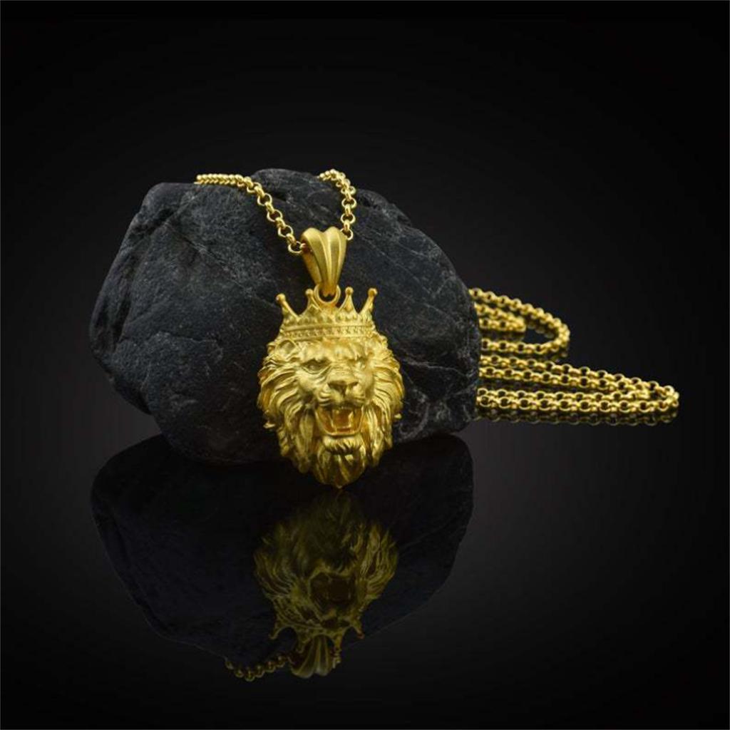 Collier pour homme style punk hip-hop avec pendentif tête de lion, bijou en forme de statue d'animal, cadeau d'anniversaire, accessoire tendance sur le thème des animaux