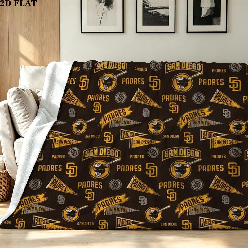 San Diego Padres Print Flannel Blanket High Quality Warm Comfortable Cover for All Seasons Perfect for Gifts Home Decor