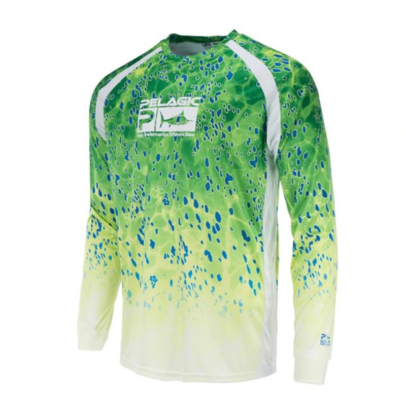 Mens Long Sleeve Fishing Shirt Quick-Dry Breathable UV Protection T-Shirt Casting Angling Outdoor Sports