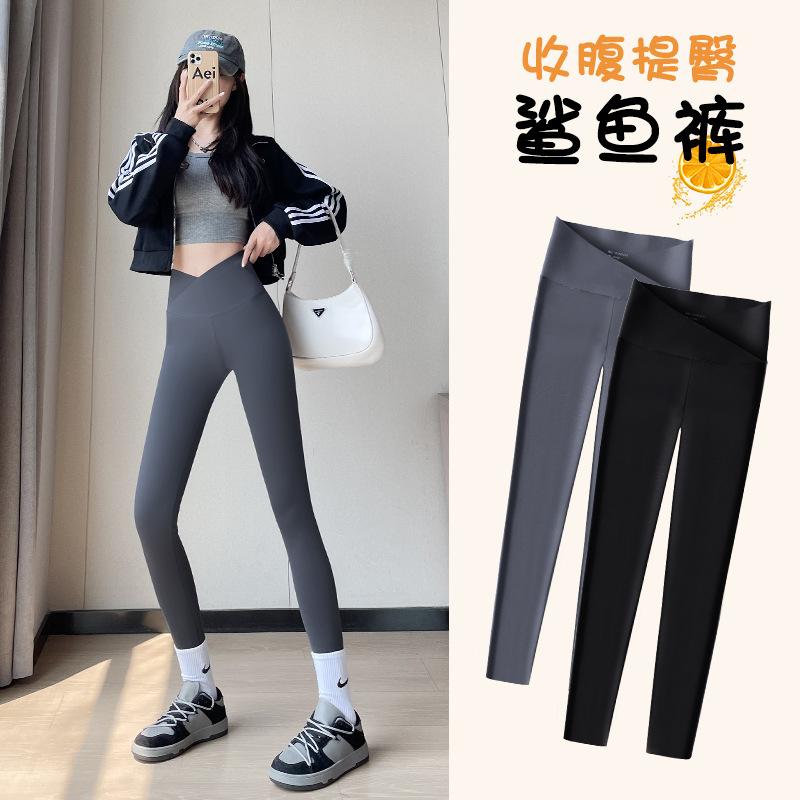 Shark Pants Autumn Wear Barbie Trousers Cross High Waist Abdomen Lift Hips Slim Slim Women Leggings
