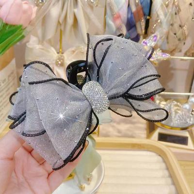 Haarklammer mit Schleife aus Mesh im koreanischen Stil, Vintage, elegant, Haarspange, Haarnadel, Haarklammern für Damen, Haarschmuck