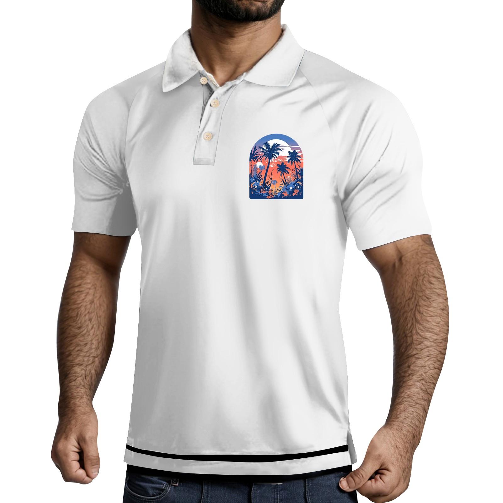 

Мужская рубашка с коротким рукавом и тремя пуговицами и лацканами XL белый