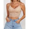 Sujetador sin aros acolchado extraíble Camiseta sin mangas de color liso Sujetador de encaje Top transpirable Sujetador deportivo Adecuado para citas al aire libre