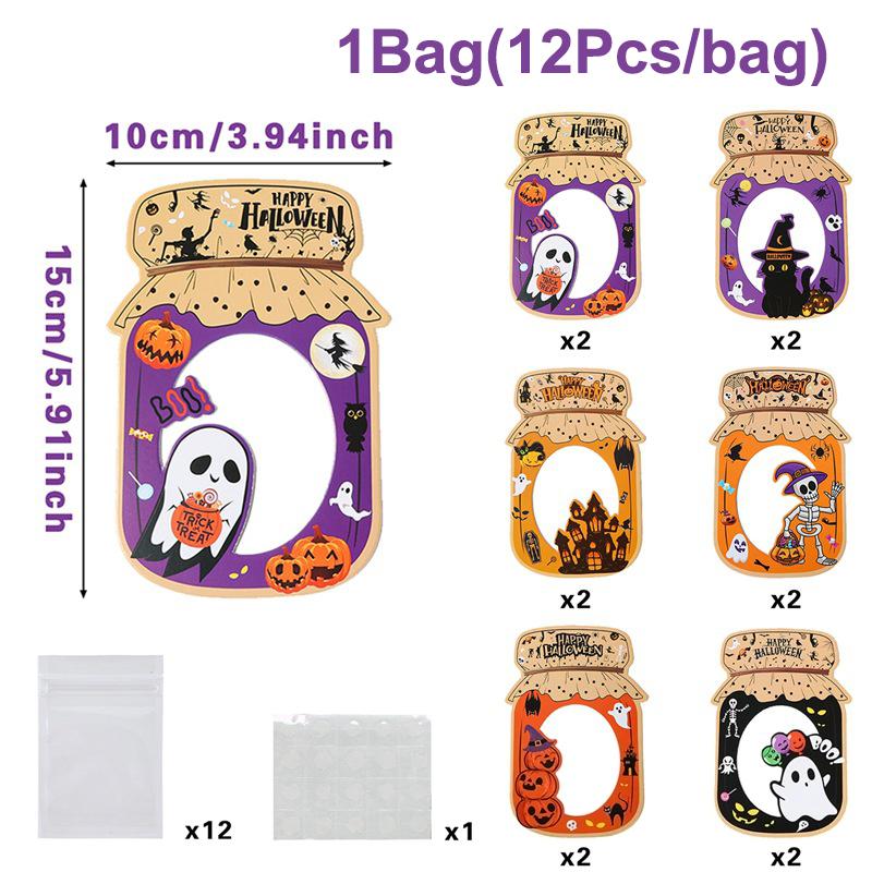 

Halloween Party Gift Bags Pumpkin Ghost Self-Adhesive Candy Snacks Bag 2025 Halloween Party Home Decor Supplies Kids Favors 5pcs