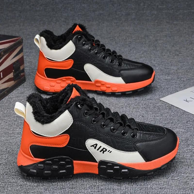 Fashion Men Platform Warm Cotton Shoes Male Thick Sneakers Winter Vulcanized Shoes Men Fashion Casual Running Shoe High Top Snow Boots