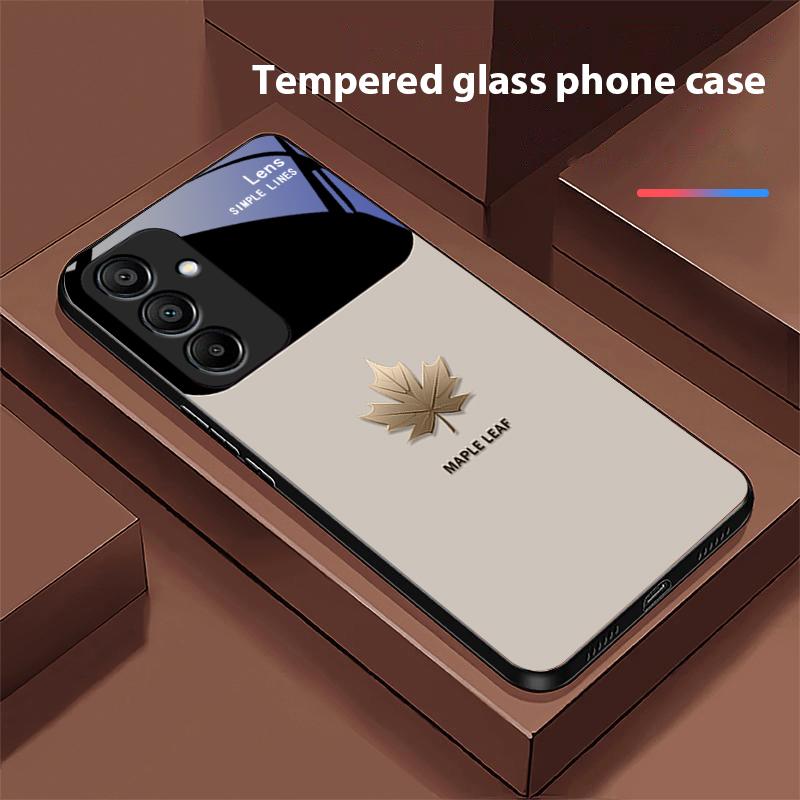 Ahornblattfarbe Für Samsung Galaxy A15 5G 54 4G 51 50 24 35 90 71 12 51 53 52S 80 22 34 Schwarze Handyhülle aus gehärtetem Glas