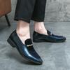 British Style Plus Size Men's Patent Leather Loafers with Pointed Toe and Rubber Sole
