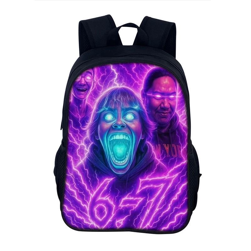Lightweight School Backpack Teens With Character Print Design 20-35L Capacity Nylon Material Arc Shoulder Straps