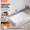 VEVOR Rectangle Vessel Sink, 24" x 13.8" Bathroom Vessel Sink Countertop, White Ceramic Bathroom Sinks Above Counter, Modern Style
