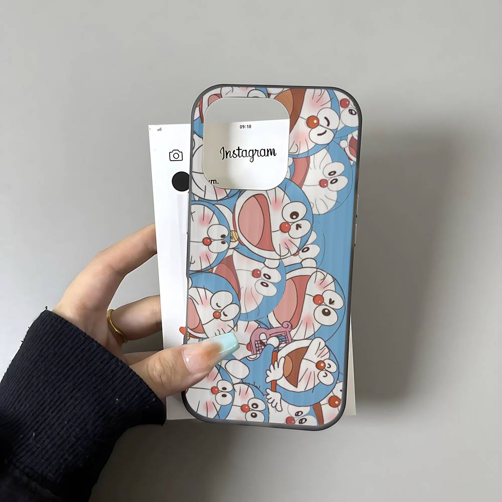 Cartoon Doraemon For IPhone 17 16 15 11 12 13 14 Pro Max Plus Pro Corrugated Translucent Back Phone Cover